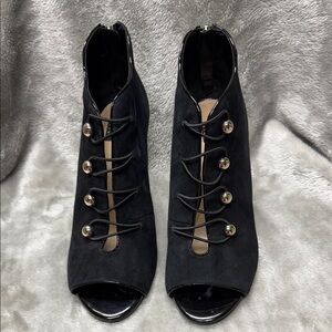 White House Black Market Elegant Black Lace-Up Heeled Boots